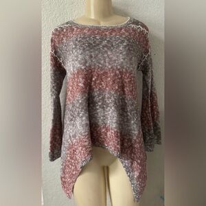 Knox Rose Women's Marled Red and Gray Sweater long sleeve soft pullover casual